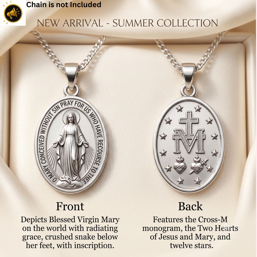 DiamondCelebritees 925 Sterling Silver Double Side Oval Milagrosa Men/Women Pendant White Religious