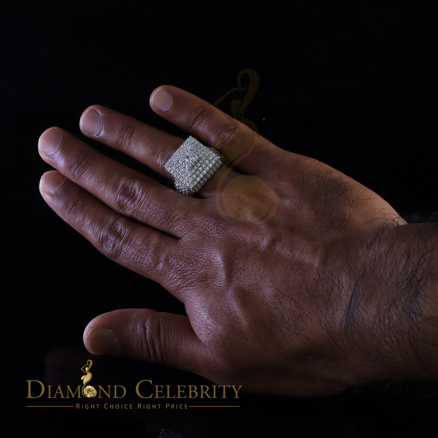 DiamondCelebritees 925 Sterling Silver White 14.0ct Cubic Zirconia Square Women's Gifts Ring Size 9