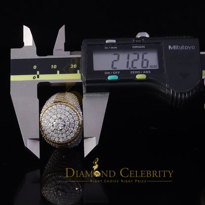 DiamondCelebritees Yellow 925 Silver 6.00ct VVS 'D' Moissanite Stone Round Rings Size 10 Men's