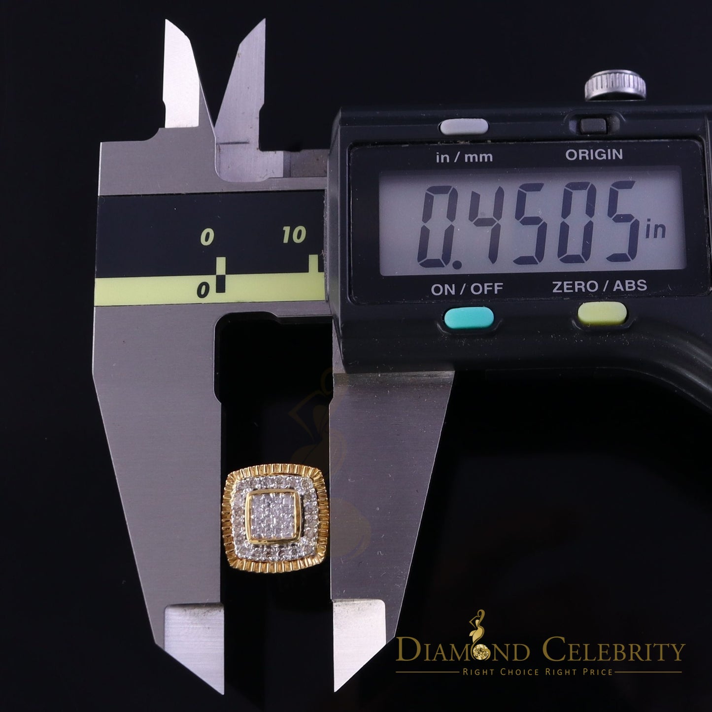 DiamondCelebritees Real 10K Yellow Gold Real Diamond 0.50 CT Men and Ladies Square Stud Earring