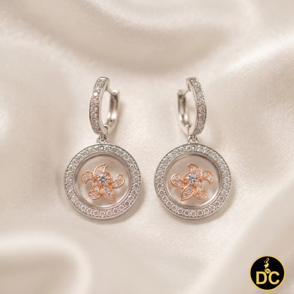 DiamondCelebritees  Men's White Hip Hop CZ Round dangling 925 Sterling Silver CZ Earrings