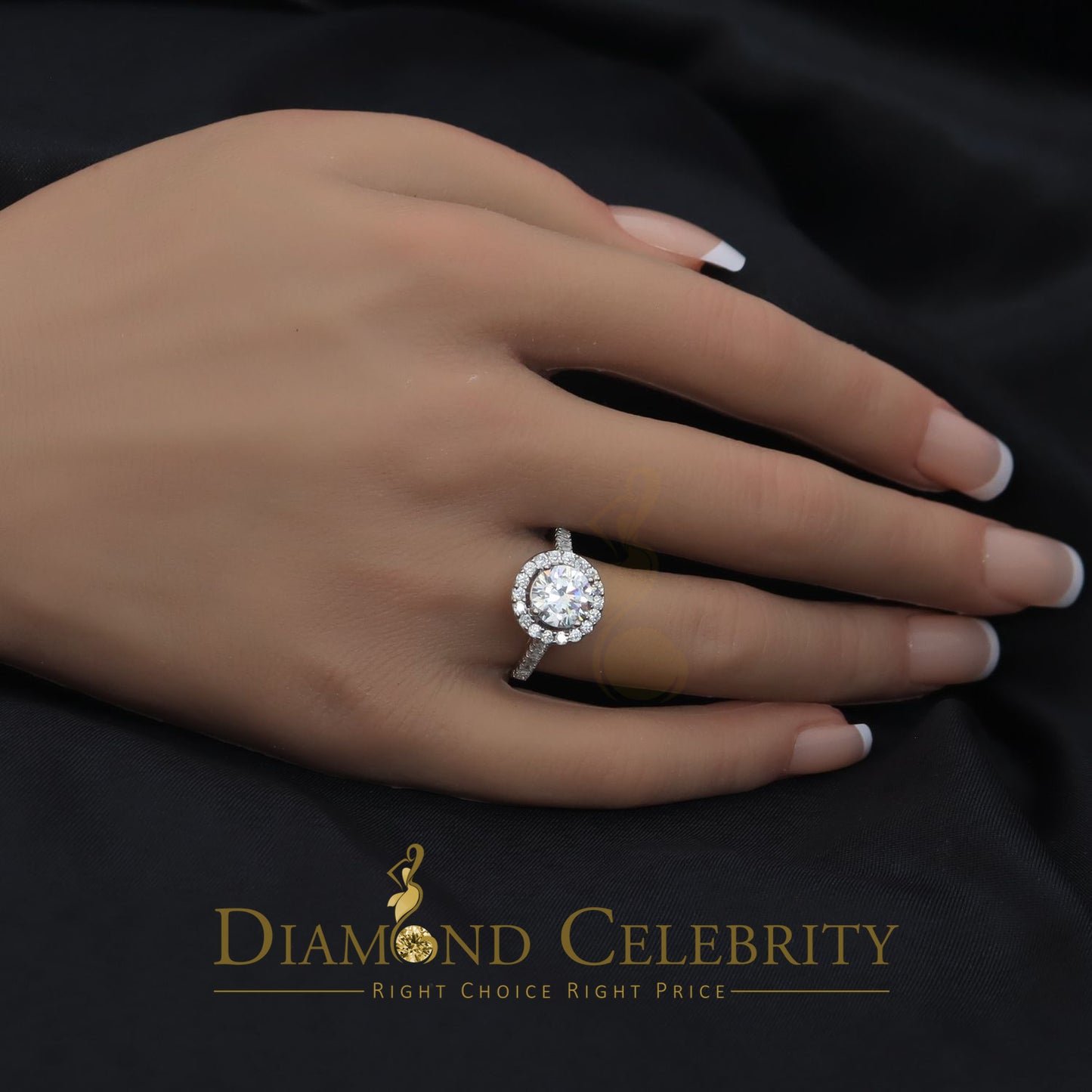 DiamondCelebritees 4.50ct Cubic Zirconia 925 White Silver Round Engagement Women's Ring Size 7