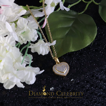 DiamondCelebritees  Small Yellow Real 0.25ct Diamond 925 Silver double Heart Charm Necklace Pendant