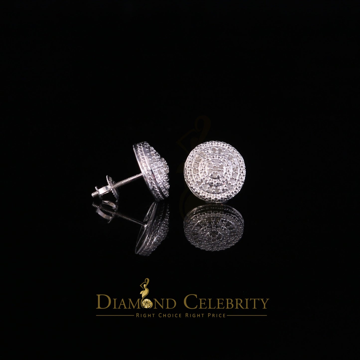 DiamondCelebritees 0.15ct Diamond 925 Sterling Silver White Round Earrings For Men 's / Women's
