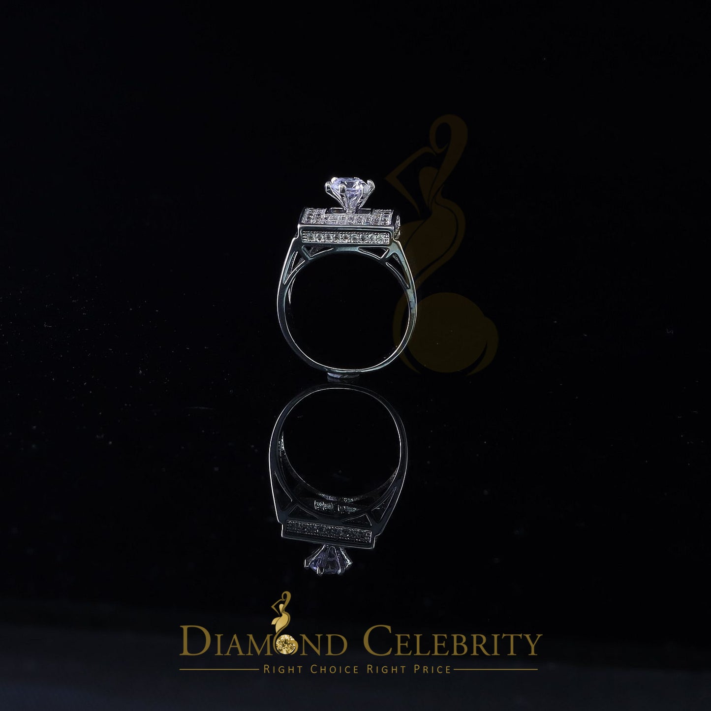 DiamondCelebritees Diamond Celebrity 6.0ct Cubic Zirconia White Silver Men's Square Ring Size 9
