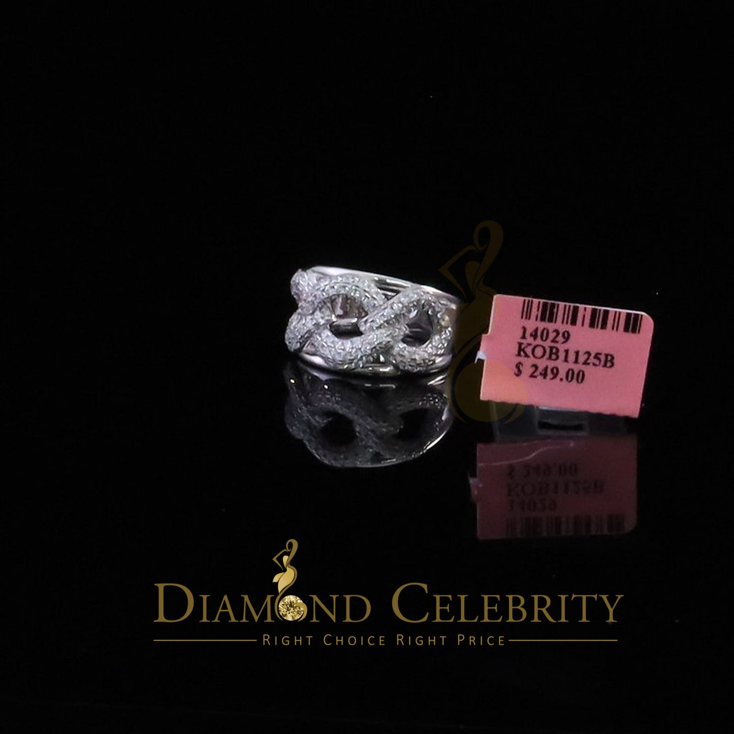 DiamondCelebritees 925 Sterling White Silver Round chain 2.0ct Cubic Zirconia Womens Ring Size 7