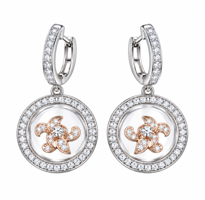 DiamondCelebritees  Men's White Hip Hop CZ Round dangling 925 Sterling Silver CZ Earrings
