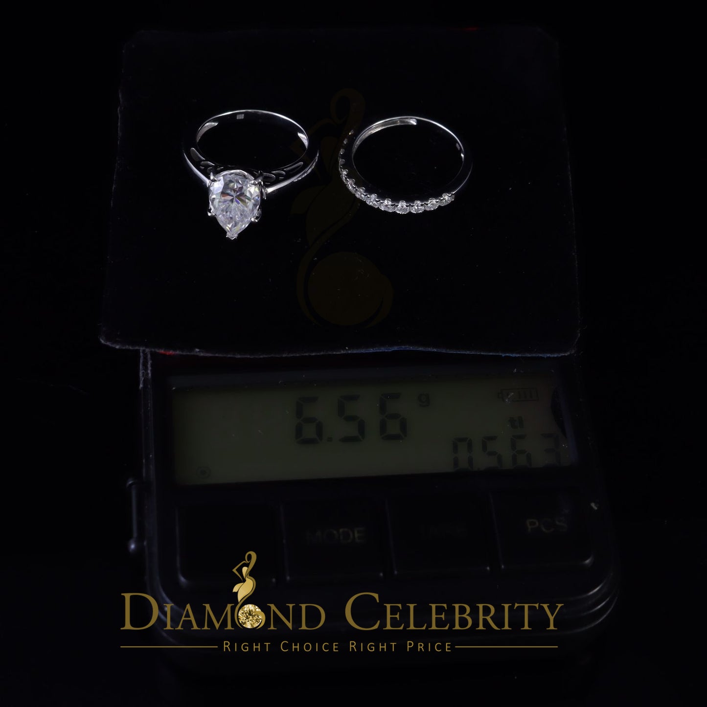 DiamondCelebritees White 5.00ct Moissanite Sterling Silver Men/Women Bridal Ring Round Shape Size 8