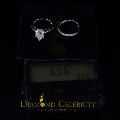 DiamondCelebritees White 5.00ct Moissanite Sterling Silver Men/Women Bridal Ring Round Shape Size 8