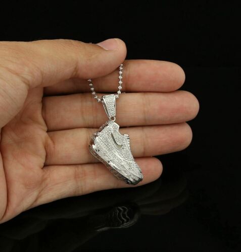 DiamondCelebritees Real 0.33ct Diamond 925 Sterling Silver SHOES Charm Necklace Pendant in White