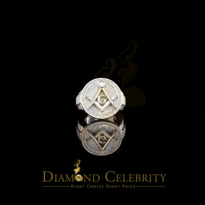 DiamondCelebritees Real 0.25CT Diamond Yellow 925 Silver Men's Adjustable Ring From Size 10 to 12