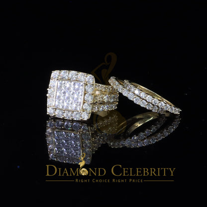 DiamondCelebritees 925 Silver Square Cubic Zirconia 10.92ct 3PC Bridal Yellow Womens Ring SZ 7