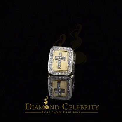 Men's 0.25CT Silver Diamond Yellow Square Adjustable Ring From Size 10 to 12