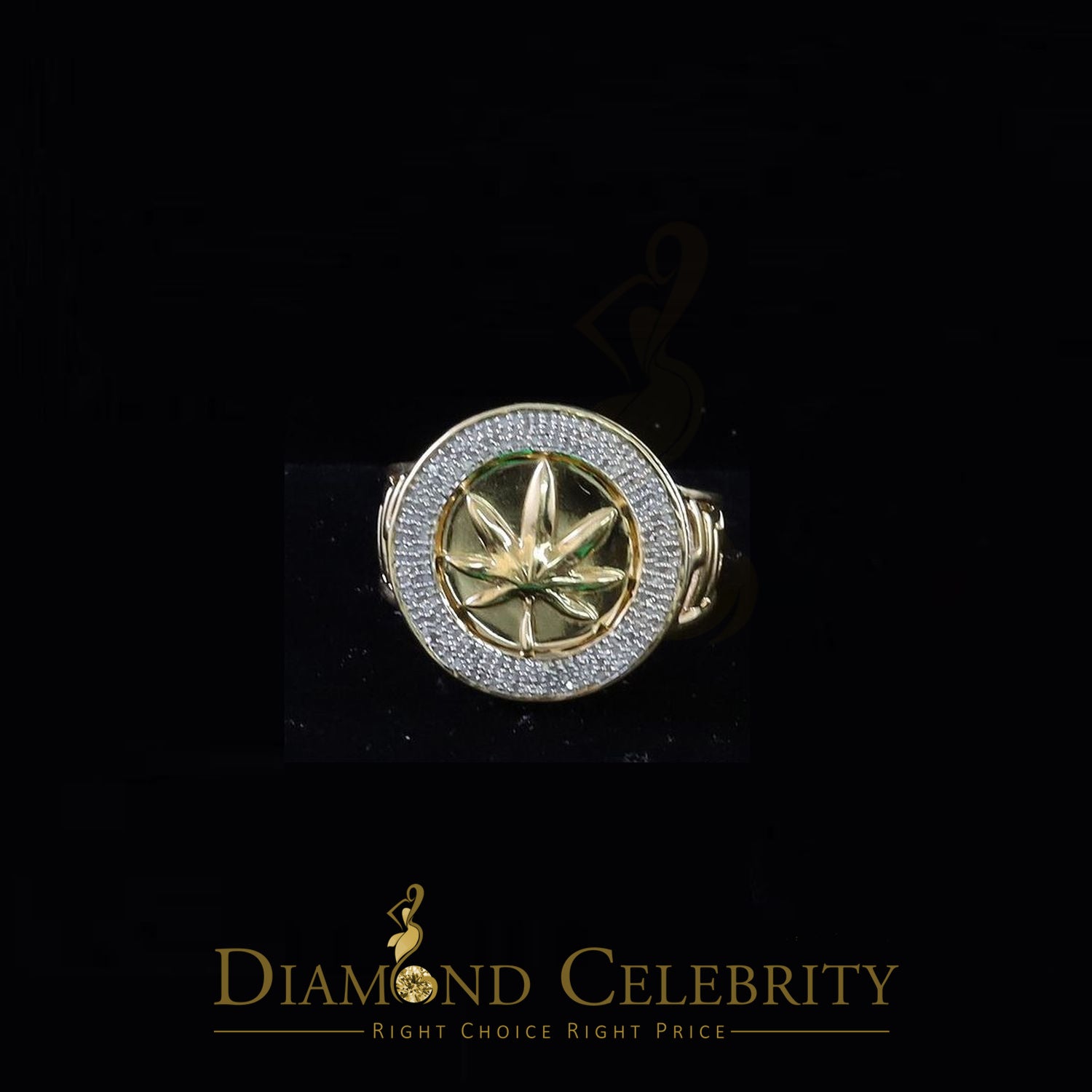 0.40ct Diamond with. Yellow Silver Round Mens's Adjustable Ring From SZ 10 to 12