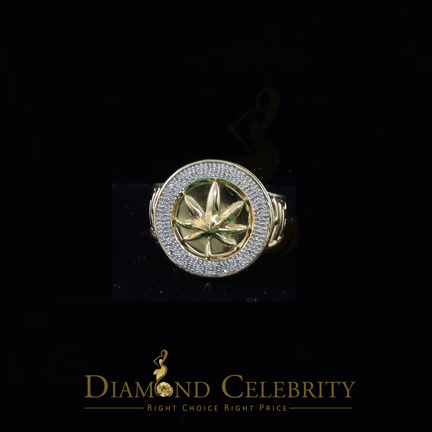 0.40ct Diamond with. Yellow Silver Round Mens's Adjustable Ring From SZ 10 to 12