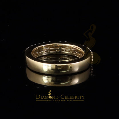 DiamondCelebritees Men's 1.50ct VVS D Silver Yellow Moissanite 2 Row Wedding Band 925 Ring Size 10