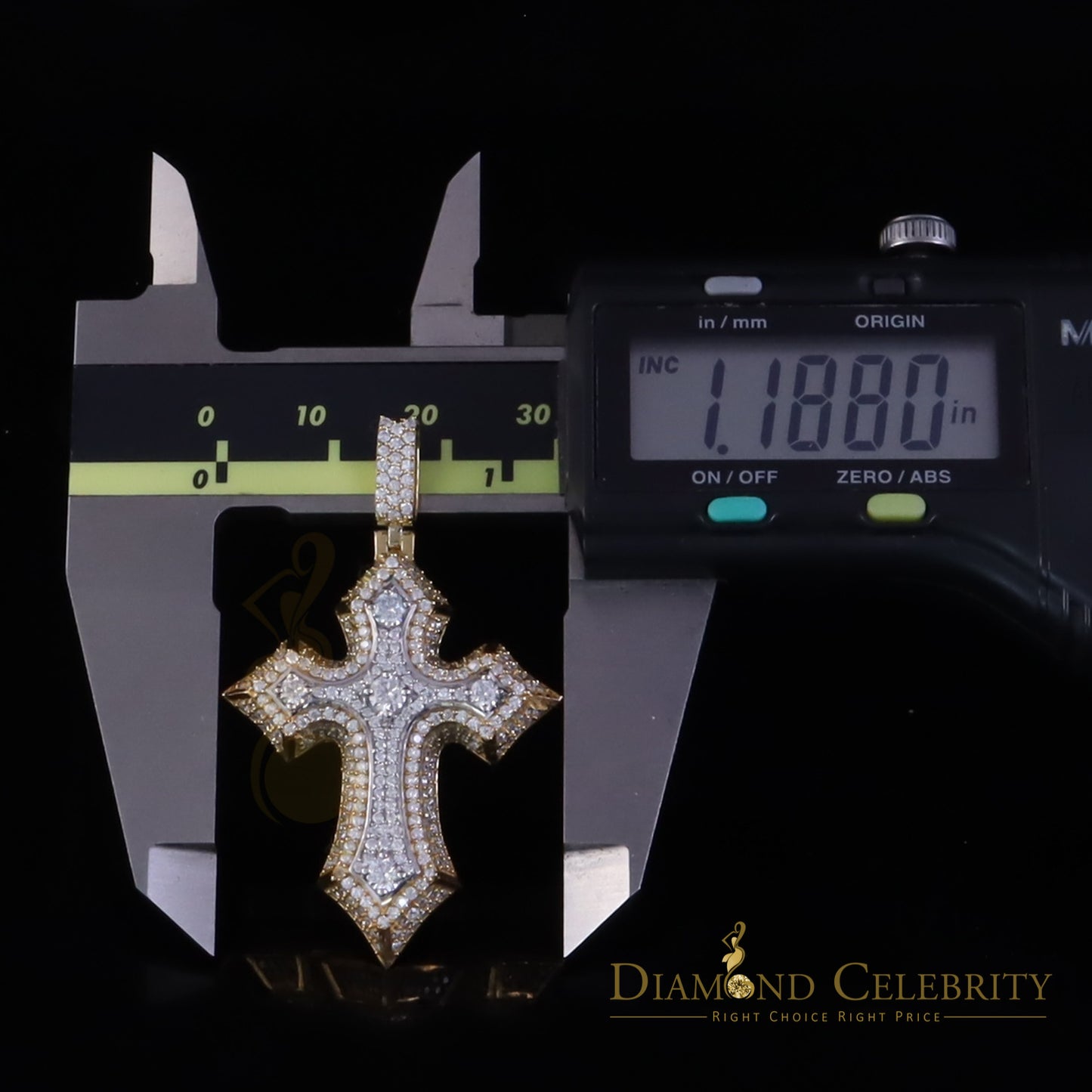 Diamondcelebritees Yellow Sterling Silver Charm Cross Pendant Men & Women 2.50ct VVS D Moissanite