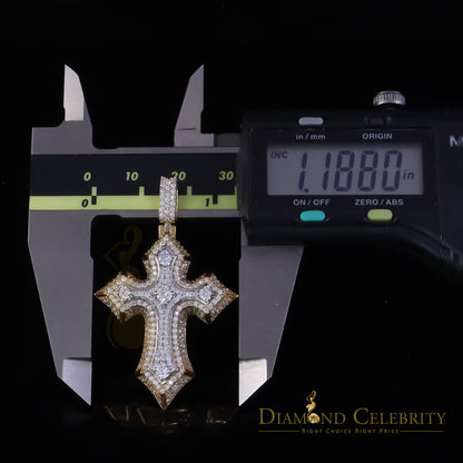 Diamondcelebritees Yellow Sterling Silver Charm Cross Pendant Men & Women 2.50ct VVS D Moissanite