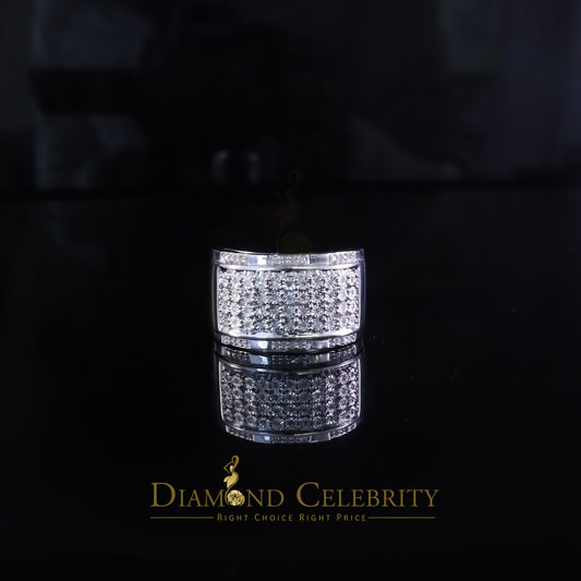 DiamondCelebritees Big 0.25ct Real Diamond 925 White Miracle set Silver Wide Men's Band Ring SZ10