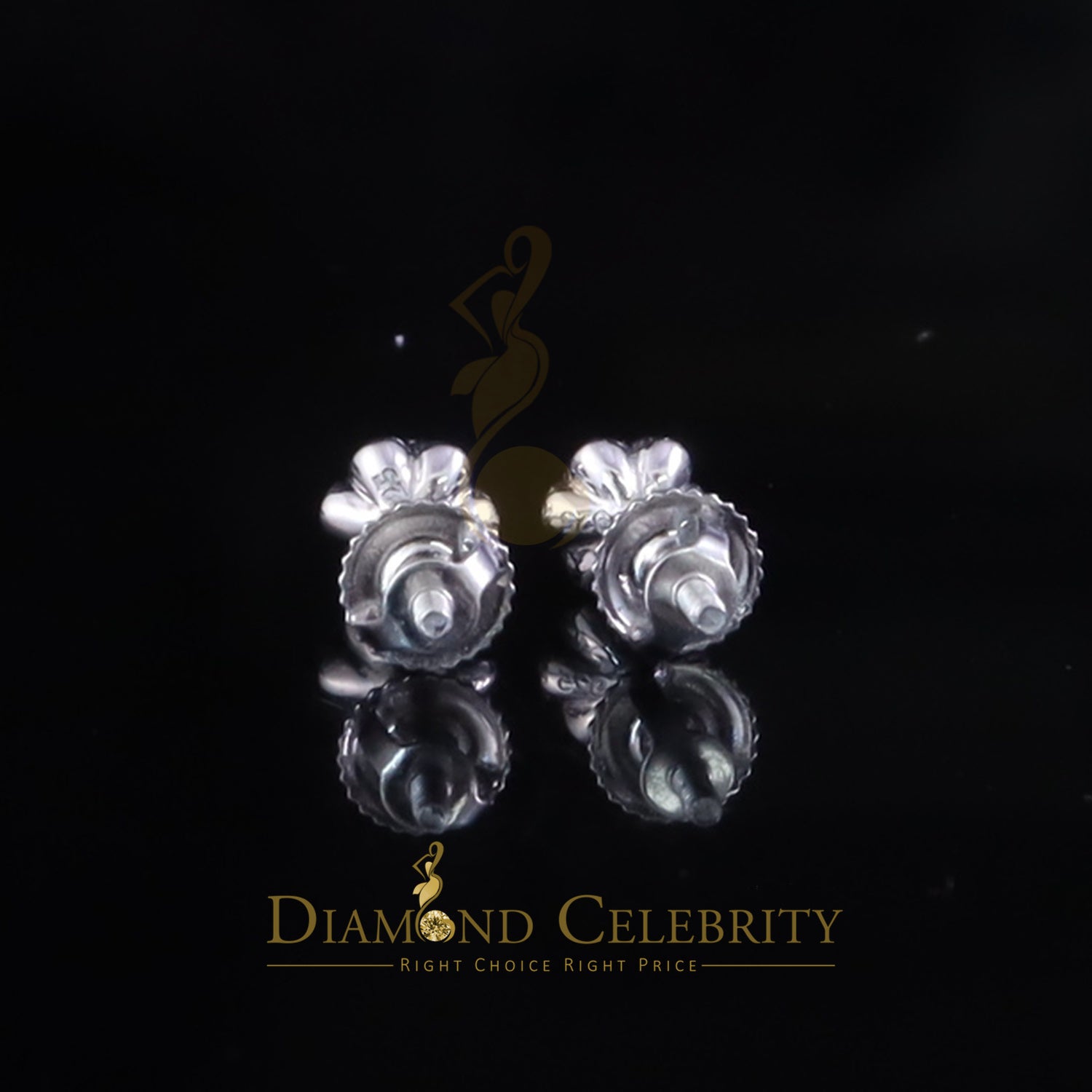 DiamondCelebritees  0.10ct Silver Cubic Zirconia European cut White Buttercup Stud Earings Women's