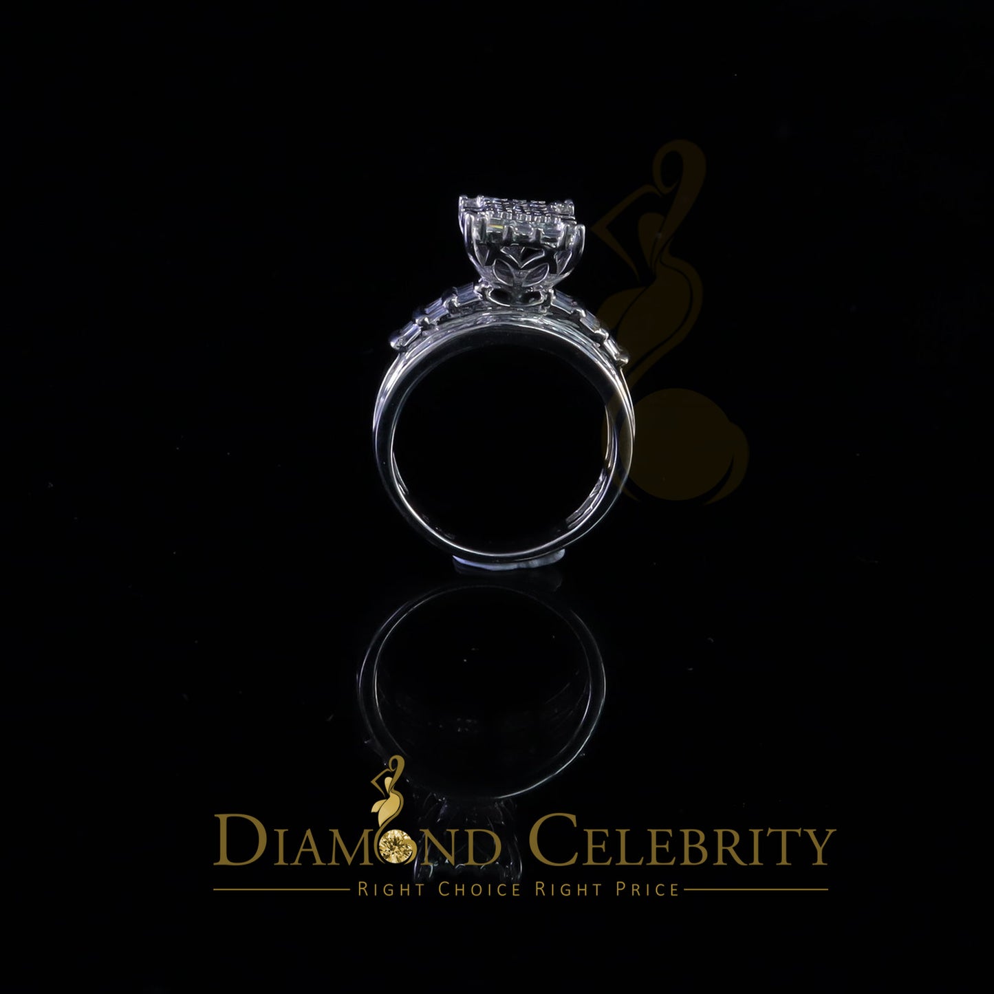 DiamondCelebritees 925 White Square 2.36 ct Cubic Zirconia Silver Womens Engagement Ring Size 8