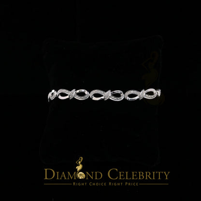 Diamondcelebritees 925 Sterling Silver Infinity Style 0.15CT Real Diamond Bracelet Size 7.5 Inch