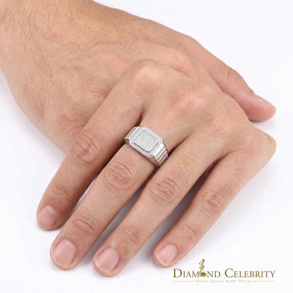 DiamondCelebritees 925 White Silver 0.75ct Cubic Zirconia Square Engagement Men's Ring Size 10