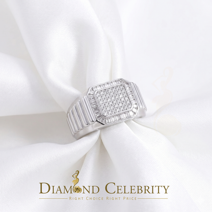DiamondCelebritees 925 White Silver 0.75ct Cubic Zirconia Square Engagement Men's Ring Size 10