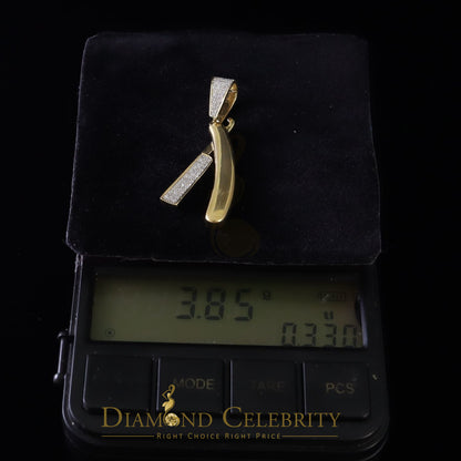 DiamondCelebritees  Real 0.33ct Diamond Sterling Silver Fashion EDGE RAZOR Charm Yellow Pendant
