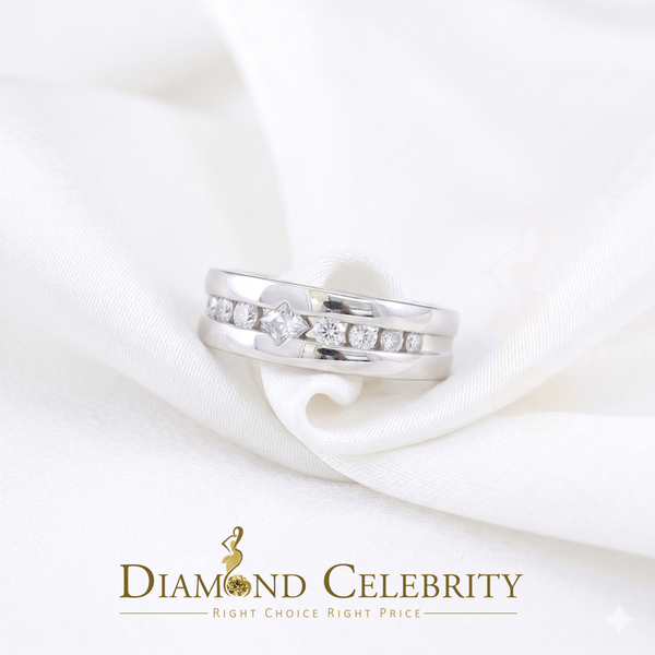 DiamondCelebritees 925 White Silver Round-Shaped 0.66 ct Cubic Zirconia Engagement Womens Ring SZ 7