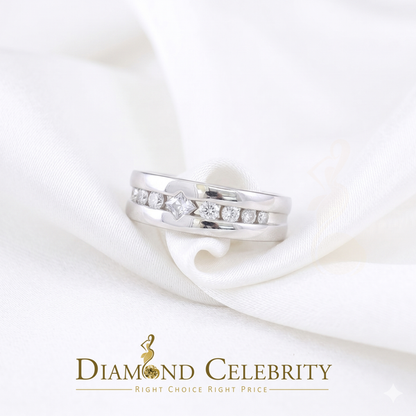 DiamondCelebritees 925 White Silver Round-Shaped 0.66 ct Cubic Zirconia Engagement Womens Ring SZ 7
