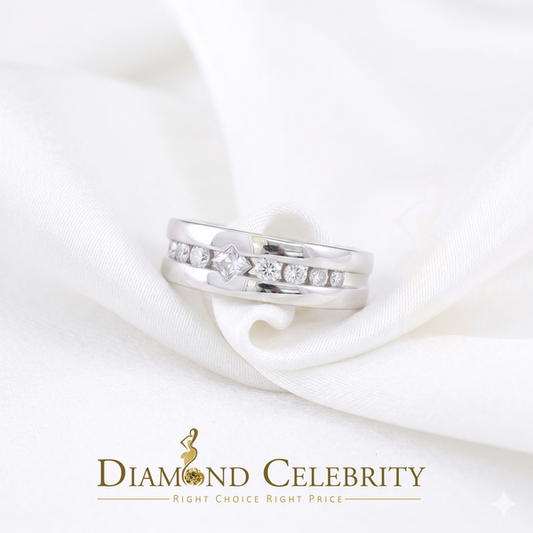 DiamondCelebritees 925 White Silver Round-Shaped 0.66 ct Cubic Zirconia Engagement Womens Ring SZ 7
