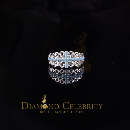 DiamondCelebritees 925 Sterling White Silver 0.50ct Cubic Zirconia Cross Shape Womens Ring Size 7
