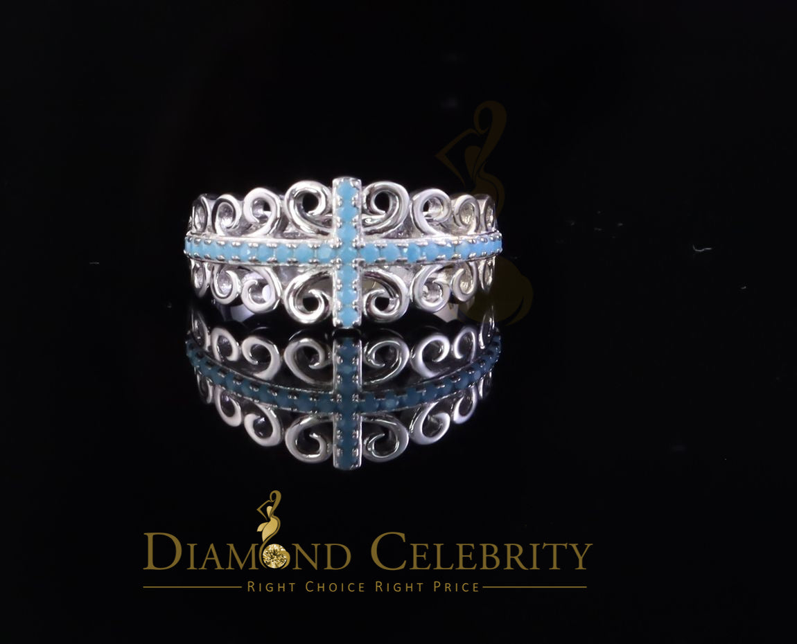DiamondCelebritees 925 Sterling White Silver 0.50ct Cubic Zirconia Cross Shape Womens Ring Size 7