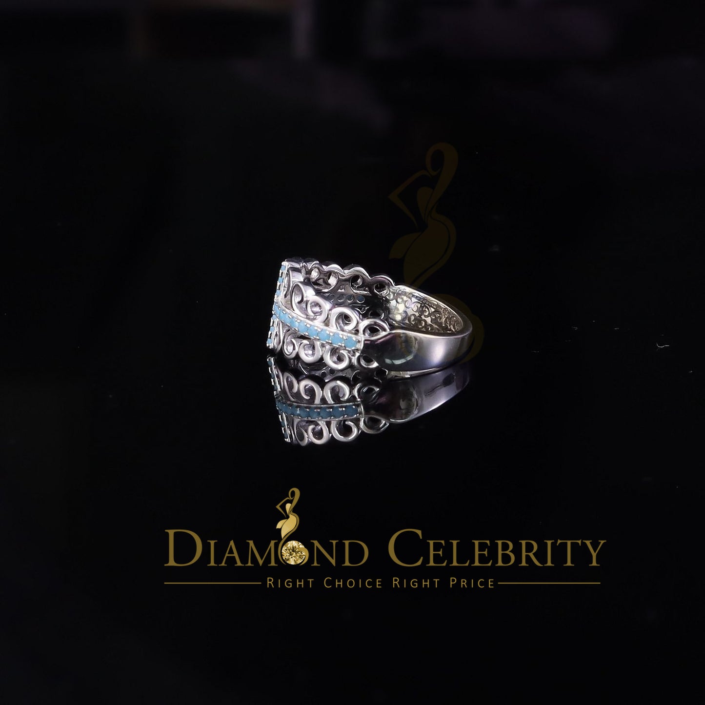 DiamondCelebritees 925 Sterling White Silver 0.50ct Cubic Zirconia Cross Shape Womens Ring Size 7