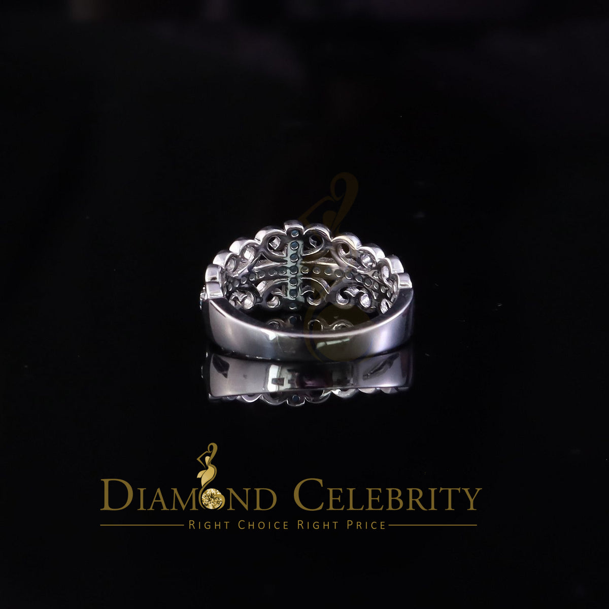 DiamondCelebritees 925 Sterling White Silver 0.50ct Cubic Zirconia Cross Shape Womens Ring Size 7