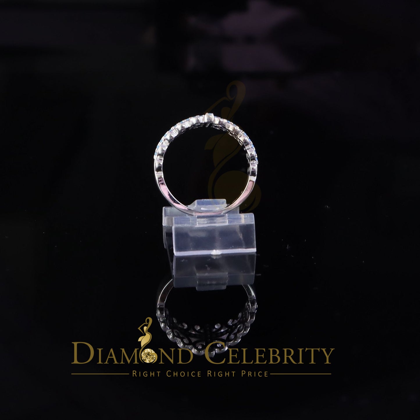 DiamondCelebritees 925 Sterling White Silver 0.50ct Cubic Zirconia Cross Shape Womens Ring Size 7