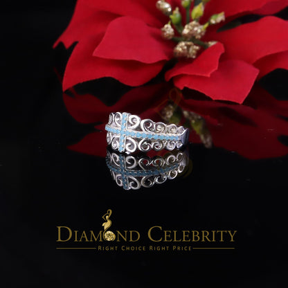 DiamondCelebritees 925 Sterling White Silver 0.50ct Cubic Zirconia Cross Shape Womens Ring Size 7