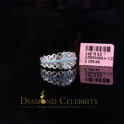 DiamondCelebritees 925 Sterling White Silver 0.50ct Cubic Zirconia Cross Shape Womens Ring Size 7
