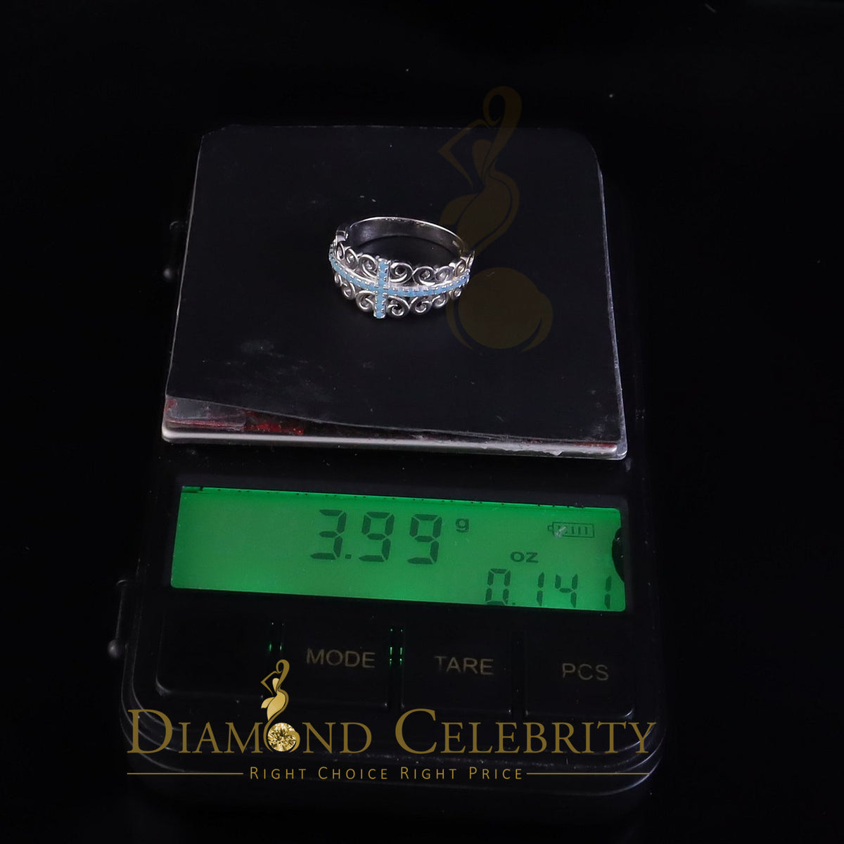 DiamondCelebritees 925 Sterling White Silver 0.50ct Cubic Zirconia Cross Shape Womens Ring Size 7
