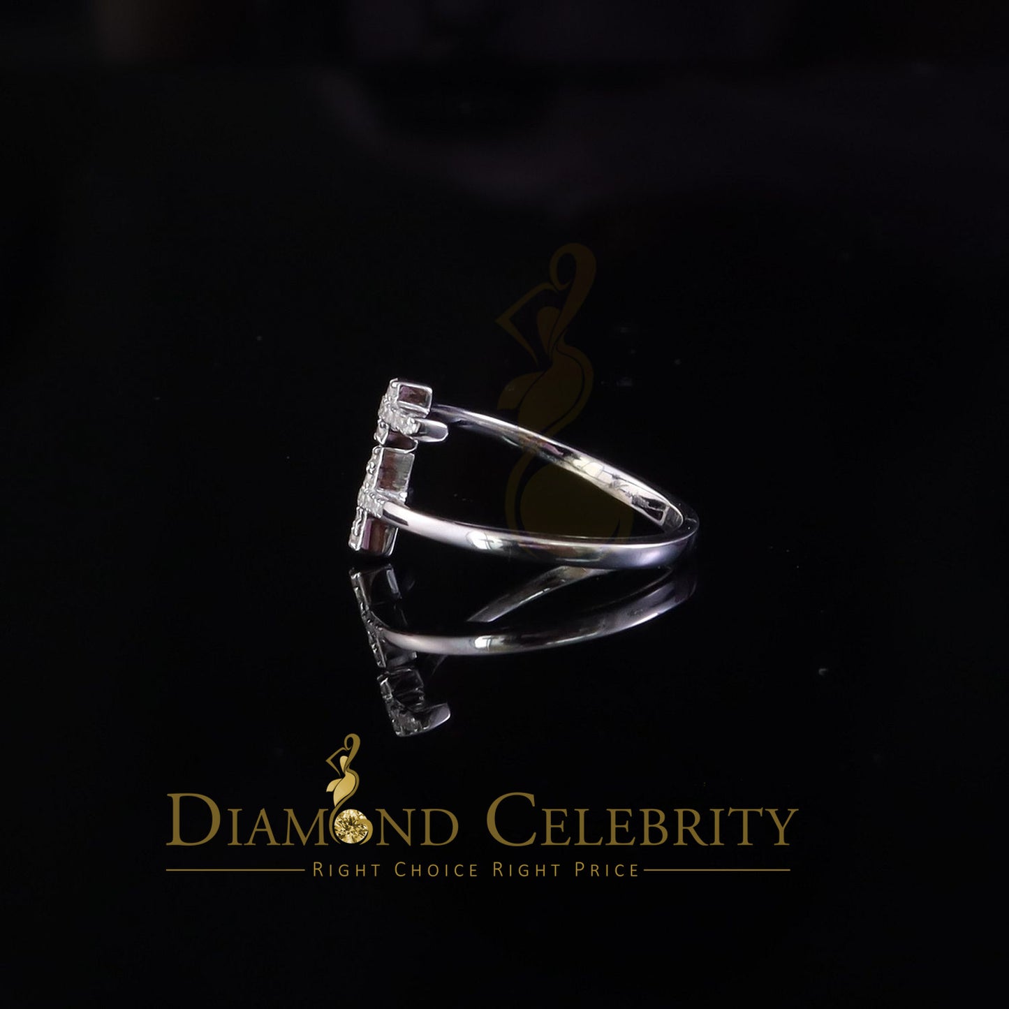 DiamondCelebritees 925 Sterling White Silver 0.22ct Cubic Zirconia Cross Shape Womens Ring Size 7.5