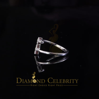 DiamondCelebritees 925 Sterling White Silver 0.22ct Cubic Zirconia Cross Shape Womens Ring Size 7.5