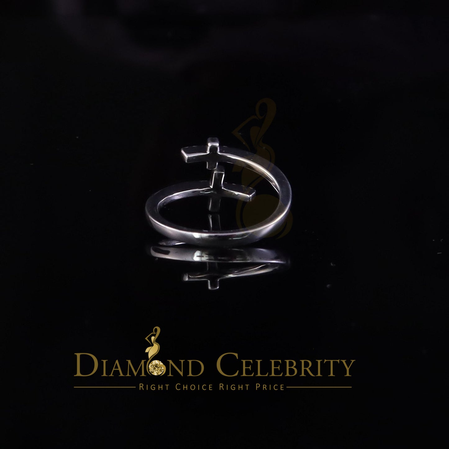DiamondCelebritees 925 Sterling White Silver 0.22ct Cubic Zirconia Cross Shape Womens Ring Size 7.5