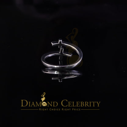 DiamondCelebritees 925 Sterling White Silver 0.22ct Cubic Zirconia Cross Shape Womens Ring Size 7.5