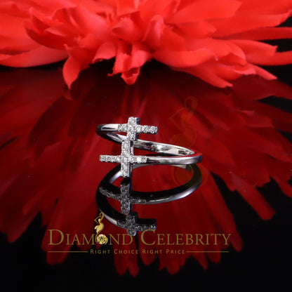 DiamondCelebritees 925 Sterling White Silver 0.22ct Cubic Zirconia Cross Shape Womens Ring Size 7.5
