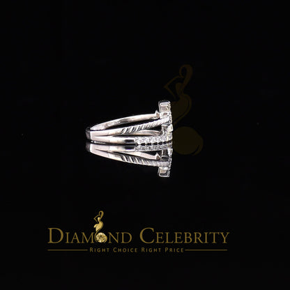 DiamondCelebritees 925 White Silver 0.40ct Cubic Zirconia Engagement Womens Cross Ring Size 7
