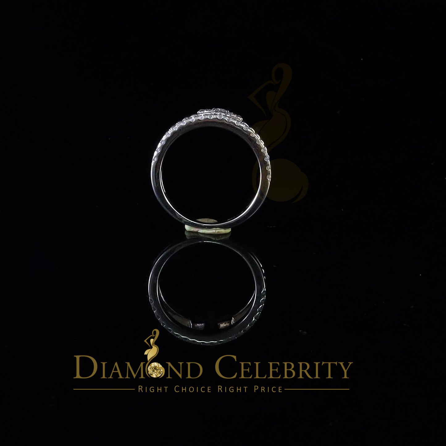 DiamondCelebritees 925 White Silver 0.40ct Cubic Zirconia Engagement Womens Cross Ring Size 7