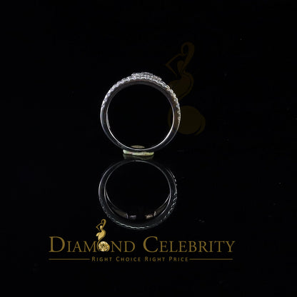 DiamondCelebritees 925 White Silver 0.40ct Cubic Zirconia Engagement Womens Cross Ring Size 7