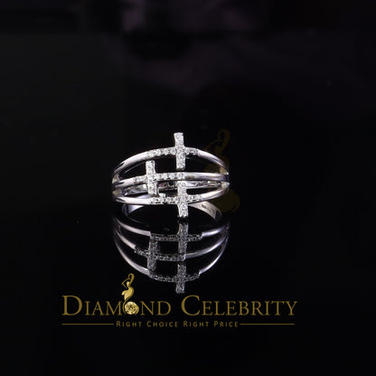 DiamondCelebritees 925 Sterling White Silver 0.22ct Cubic Zirconia Cross Shape Womens Ring Size 6
