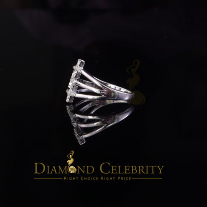 DiamondCelebritees 925 Sterling White Silver 0.22ct Cubic Zirconia Cross Shape Womens Ring Size 6